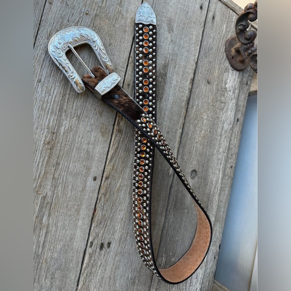 Ladies 34 3D Cowhide & Bling Western Cowboy Belt